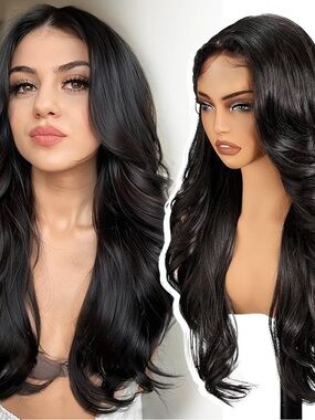 Kome Black Long Wavy Women's Hair Wig - Natural Shine